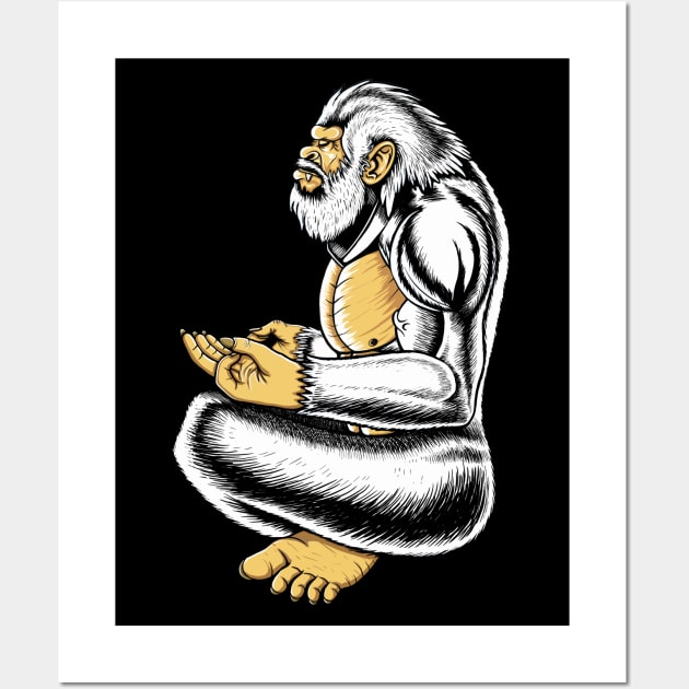 Yeti meditation peaceful mind Bigfoot,Sasquatch Wall Art by Artardishop